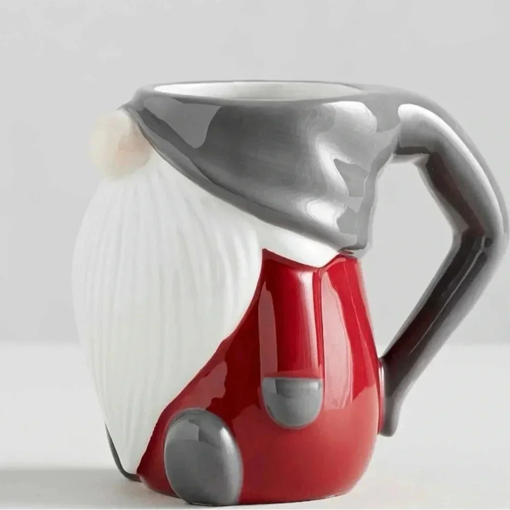 Pottery Barn Gnome Shaped Ceramic Mugs Set of 2 Coffee Tea Mugs Cups RARE FIND!!